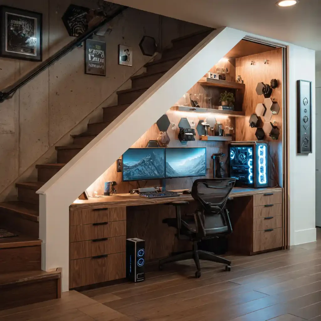28-Home Office Under Stairs Idea
