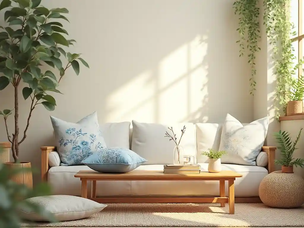 29-Blue and Brown Living Room Idea