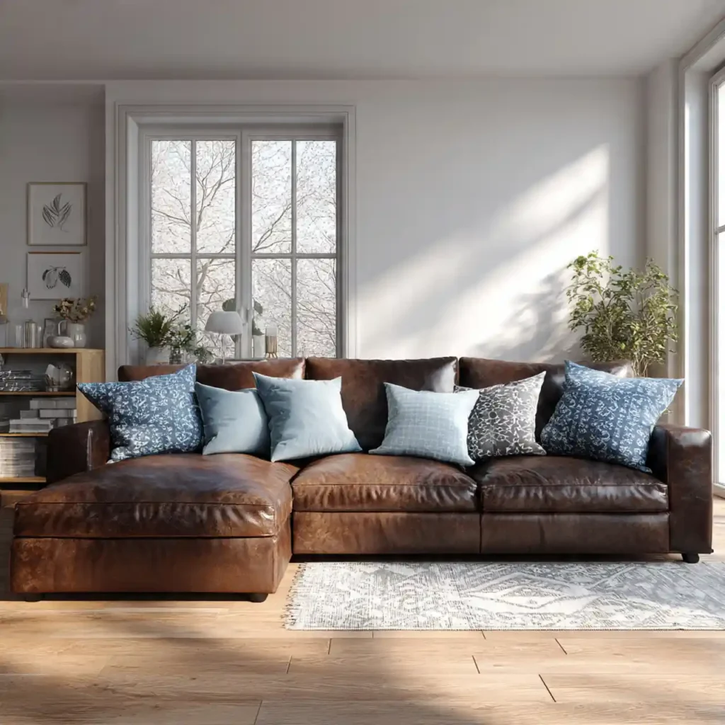 3-Blue and Brown Living Room Idea