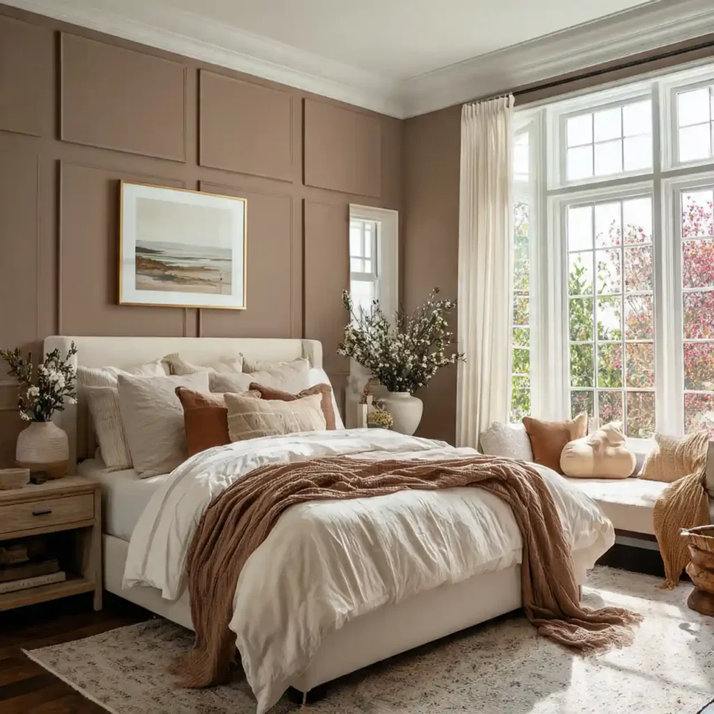3-Mocha Bedroom Wall Idea