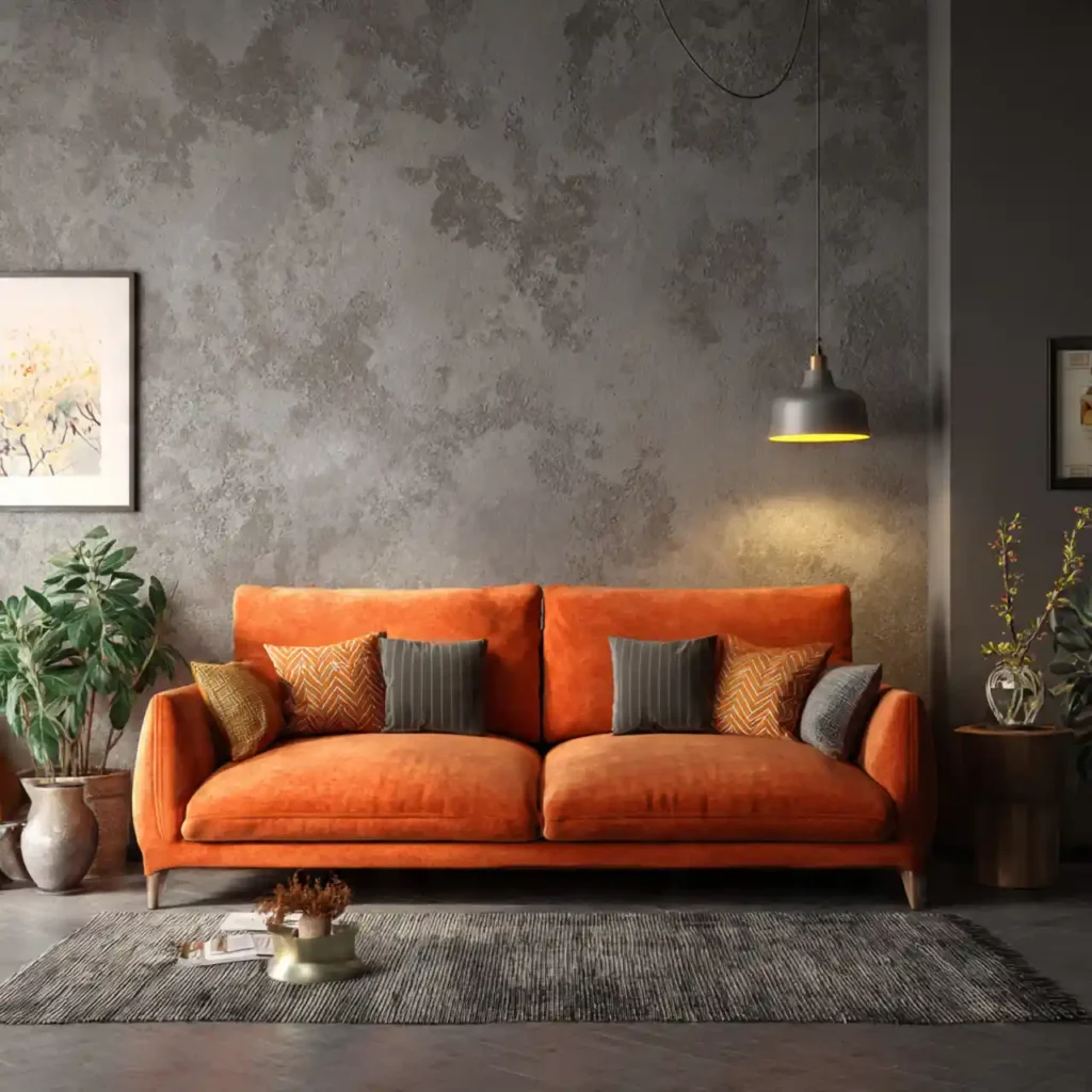 30-Orange Couch Living Room Ideas