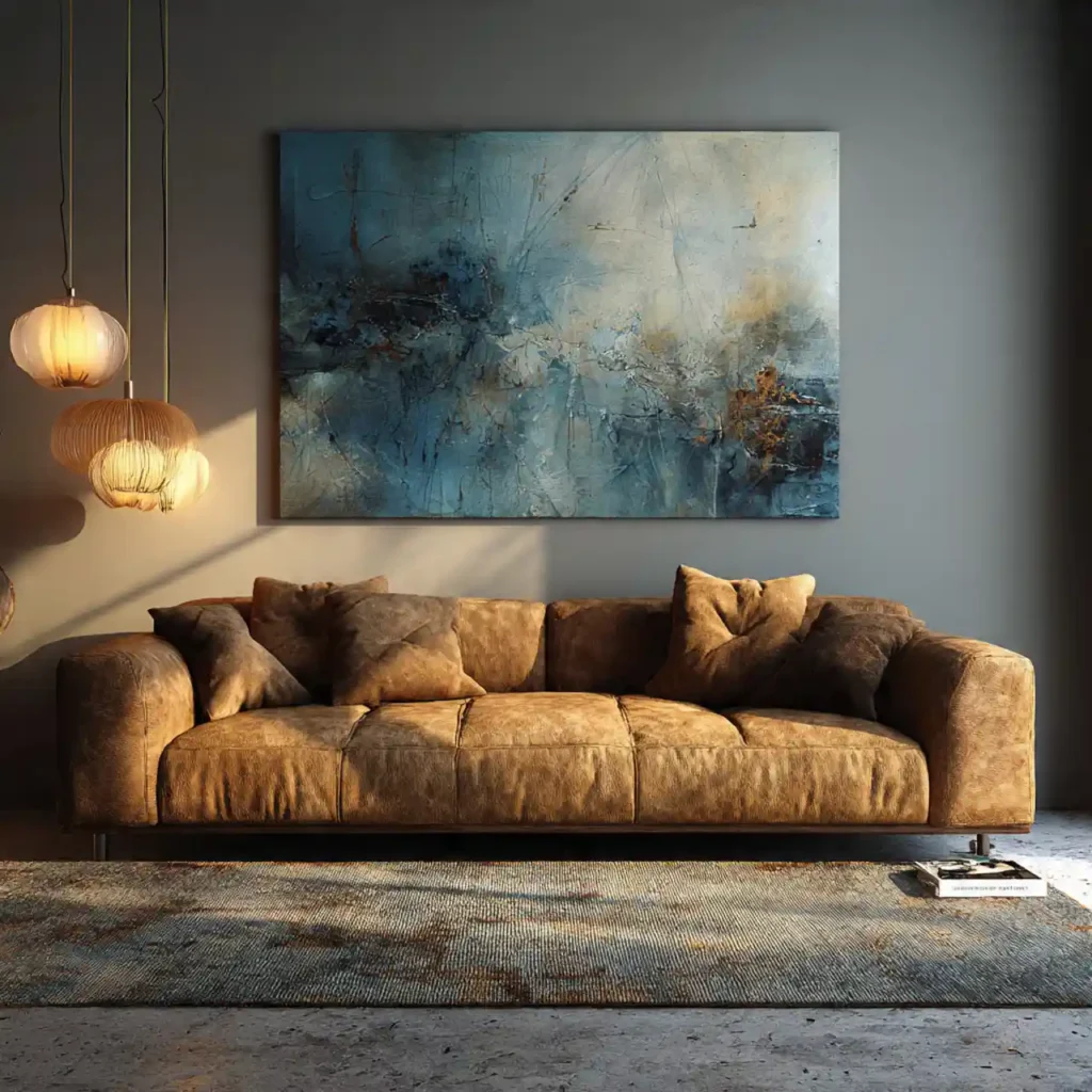 31-Blue and Brown Living Room Idea