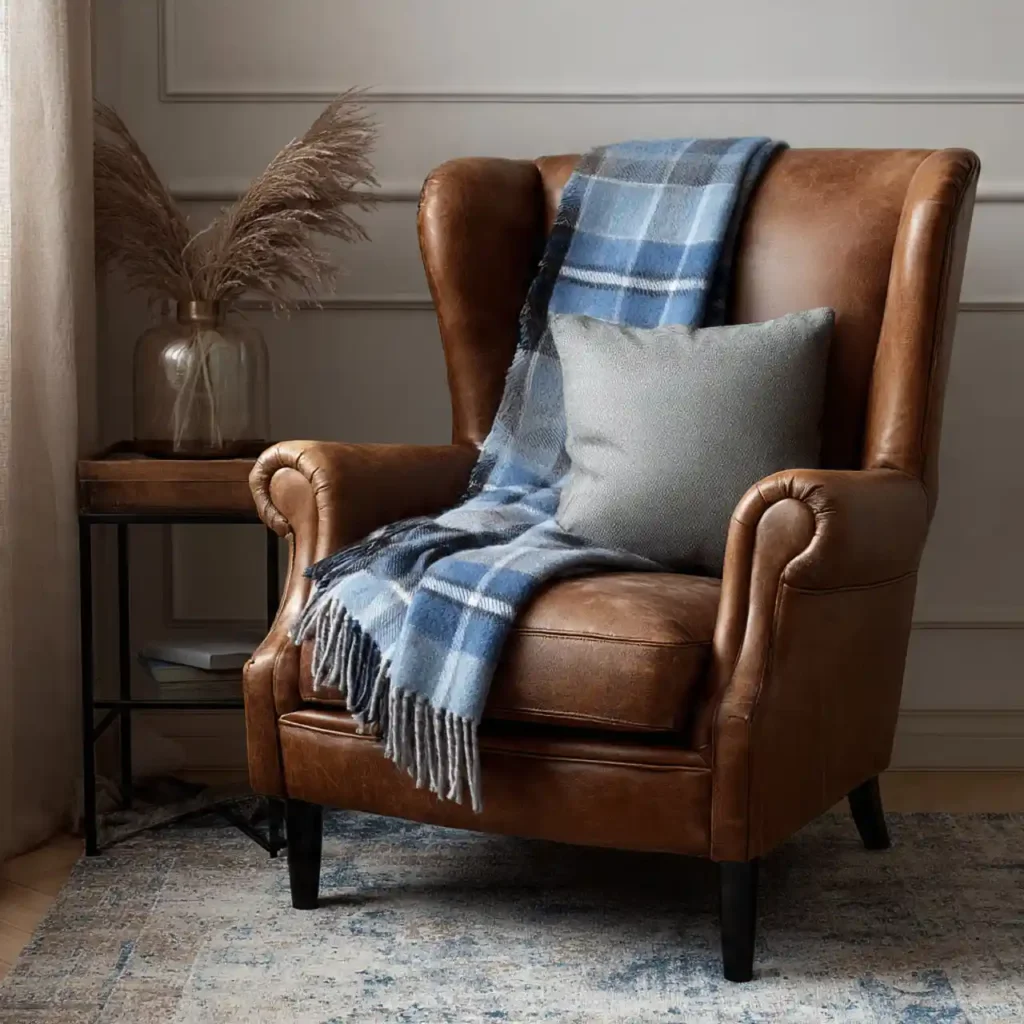 32-Blue and Brown Living Room Idea