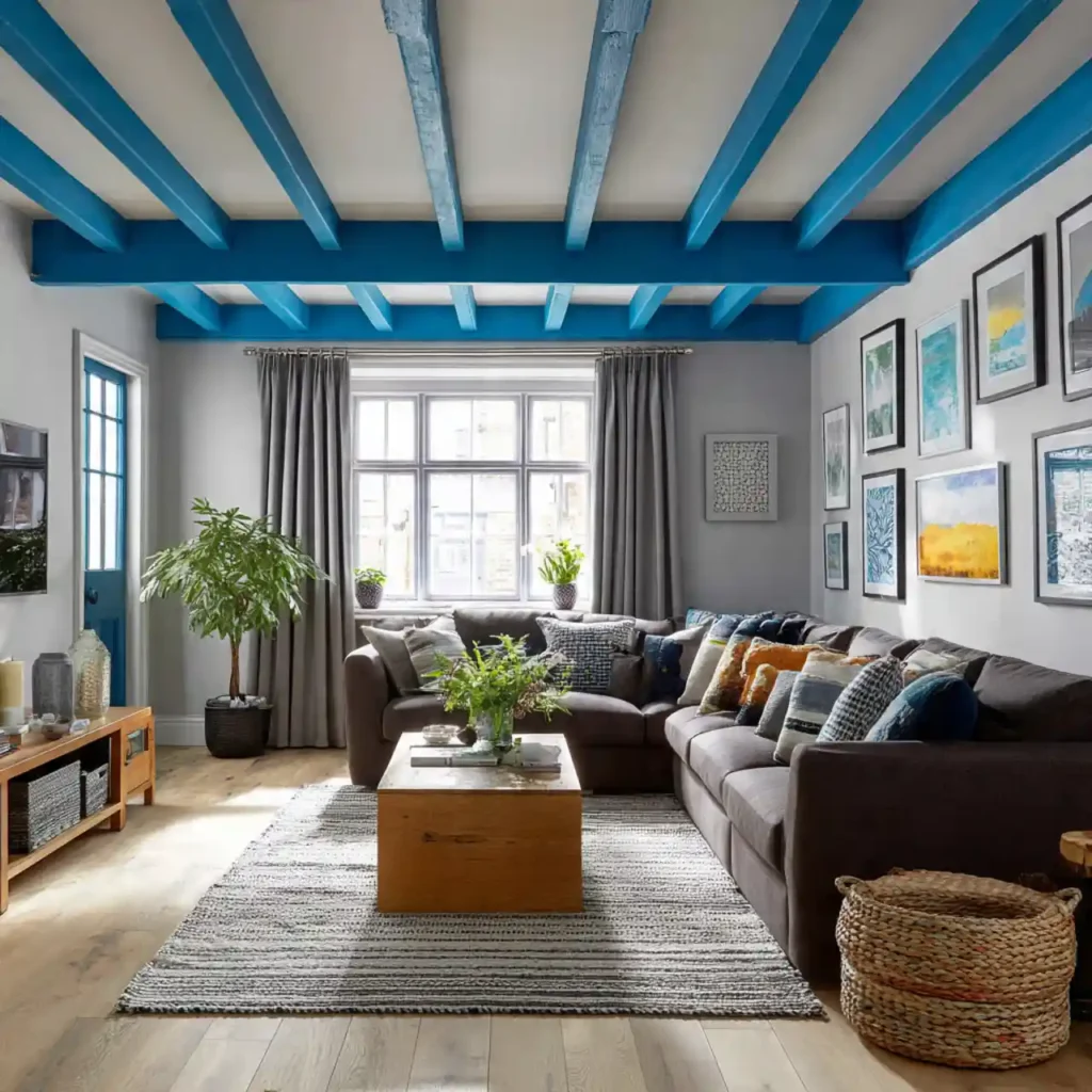 35-Blue and Brown Living Room Idea