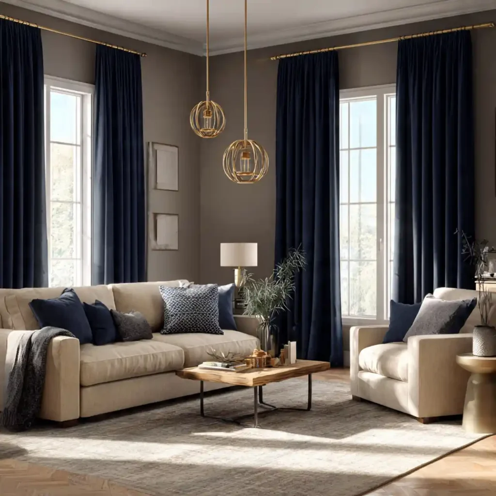 5-Blue and Brown Living Room Idea