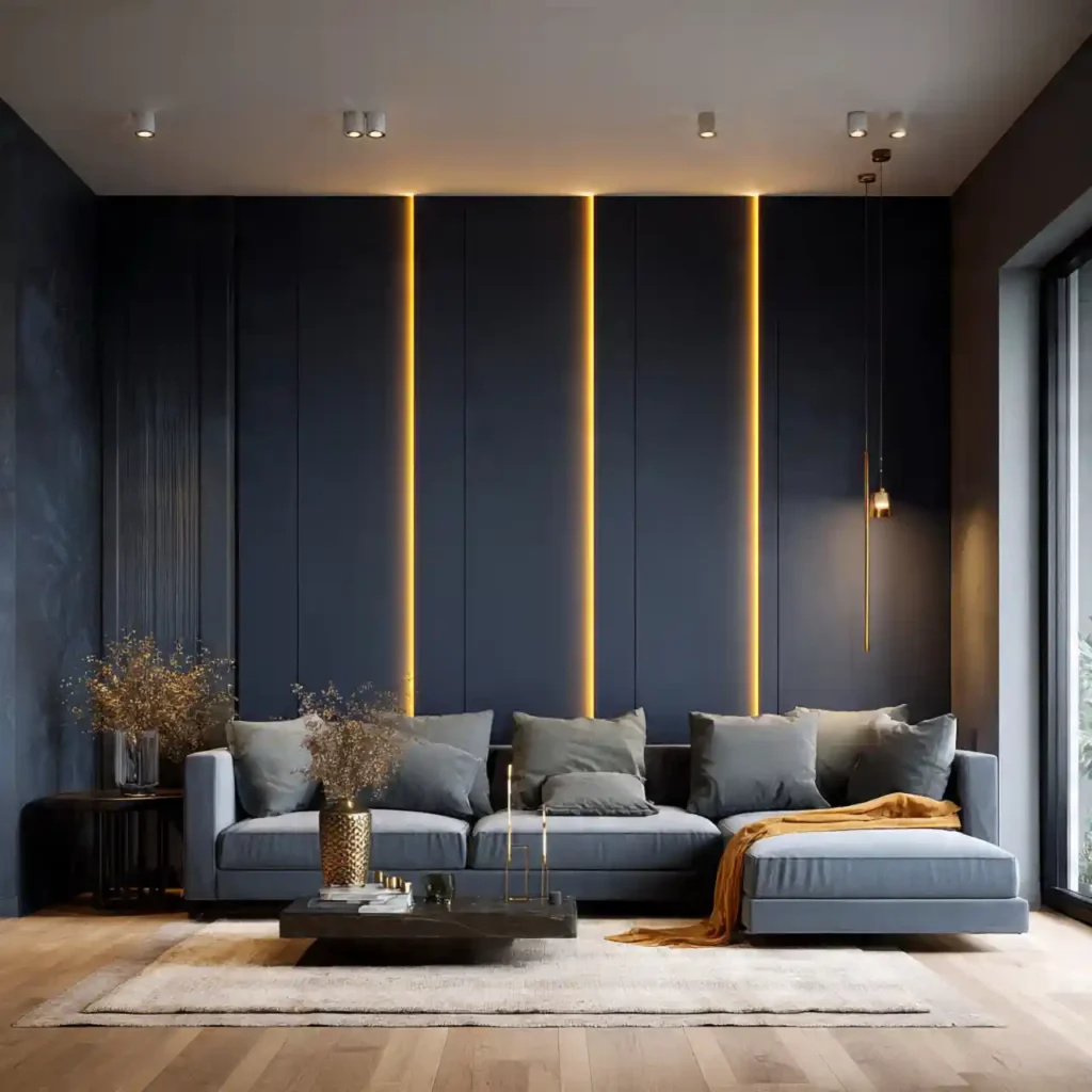 5-Deep Navy Living Room Wall Decor Idea