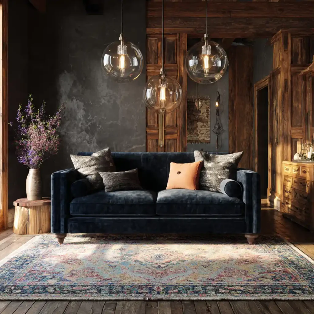 5-Navy Blue Velvet Furniture Idea