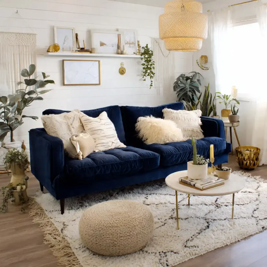 6-Navy Blue Velvet Furniture Idea