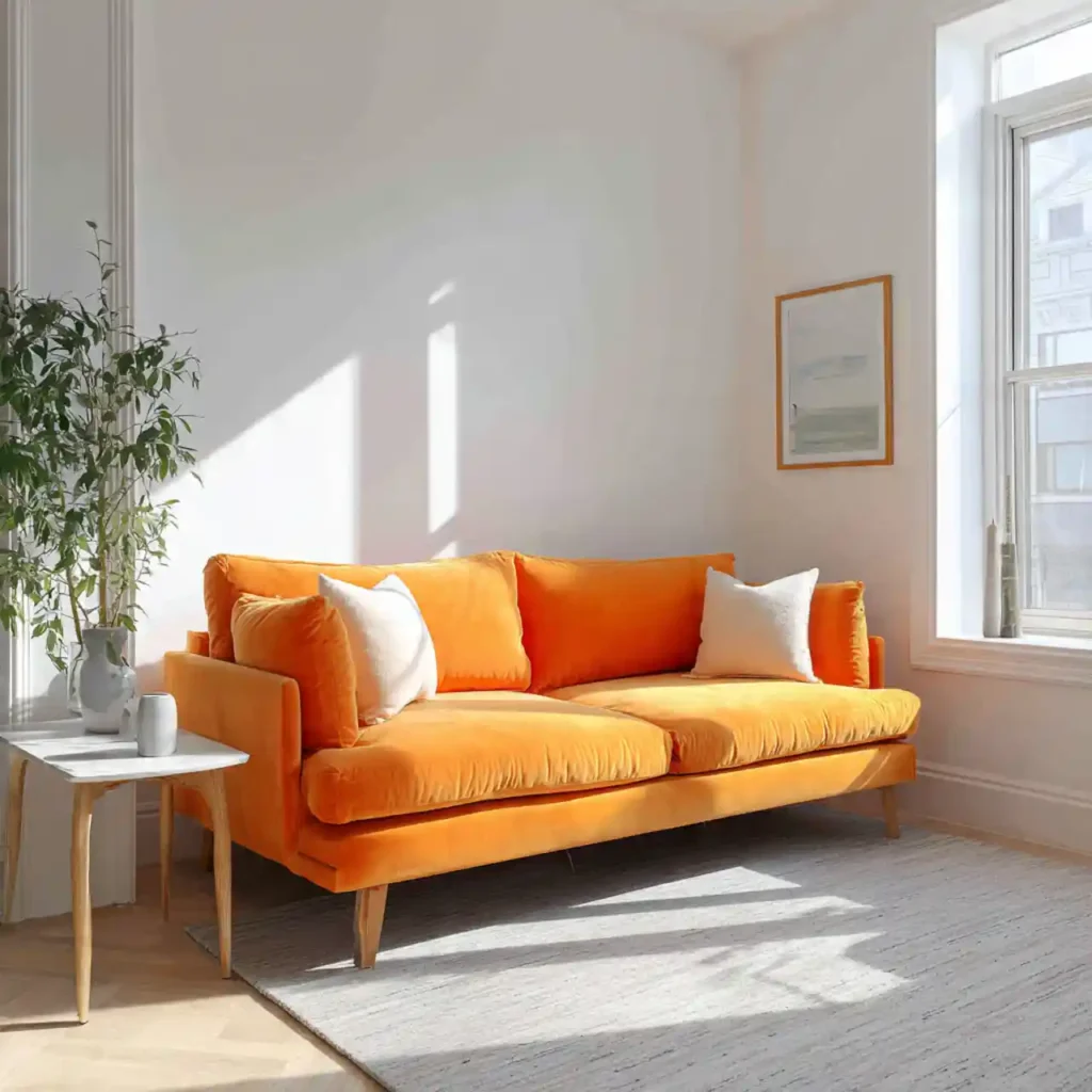 6-Orange Couch Living Room Idea