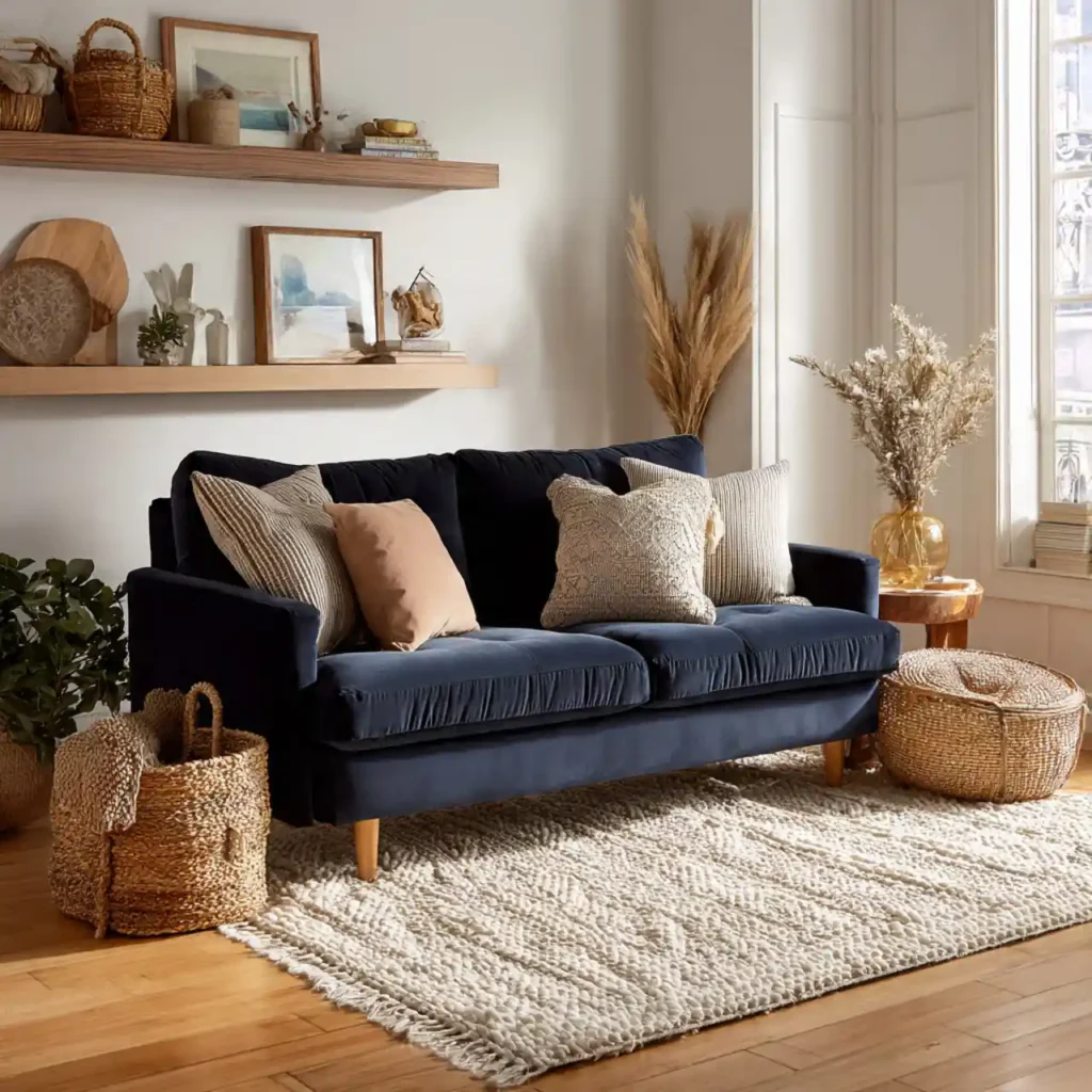 7-Navy Blue Velvet Furniture Idea