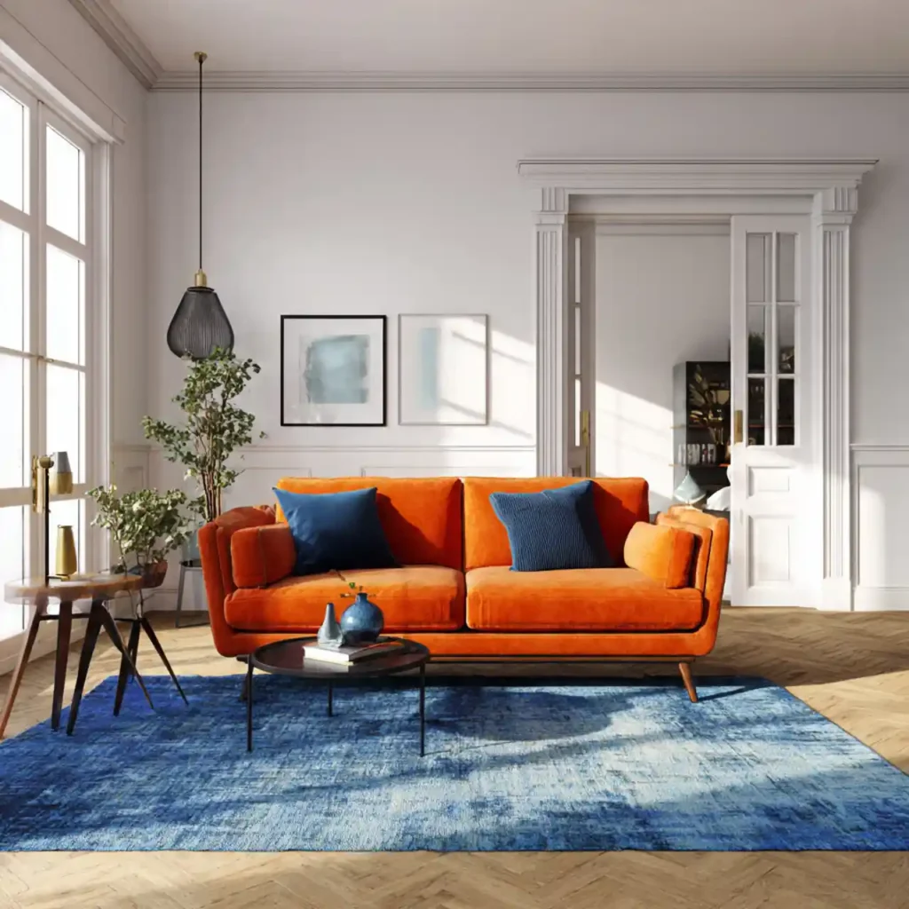 7-Orange Couch Living Room Idea
