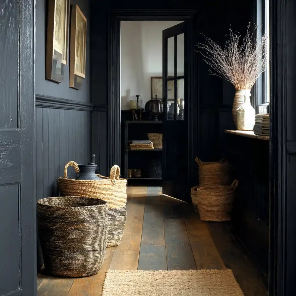 8-Black Scandinavian Hallway Idea