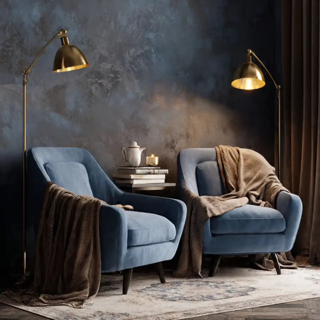 8-Blue and Brown Living Room Idea