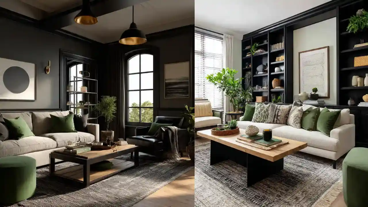Stylish Black, Cream & Green Living Room Ideas for Small & Elegant Spaces