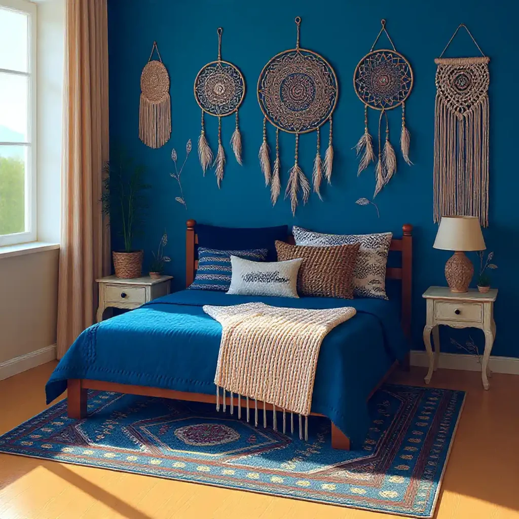 10-Budget-Friendly Blue Boho Bedroom Idea