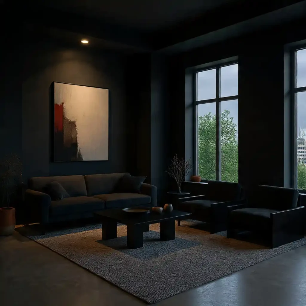 11-Black Living Room Idea
