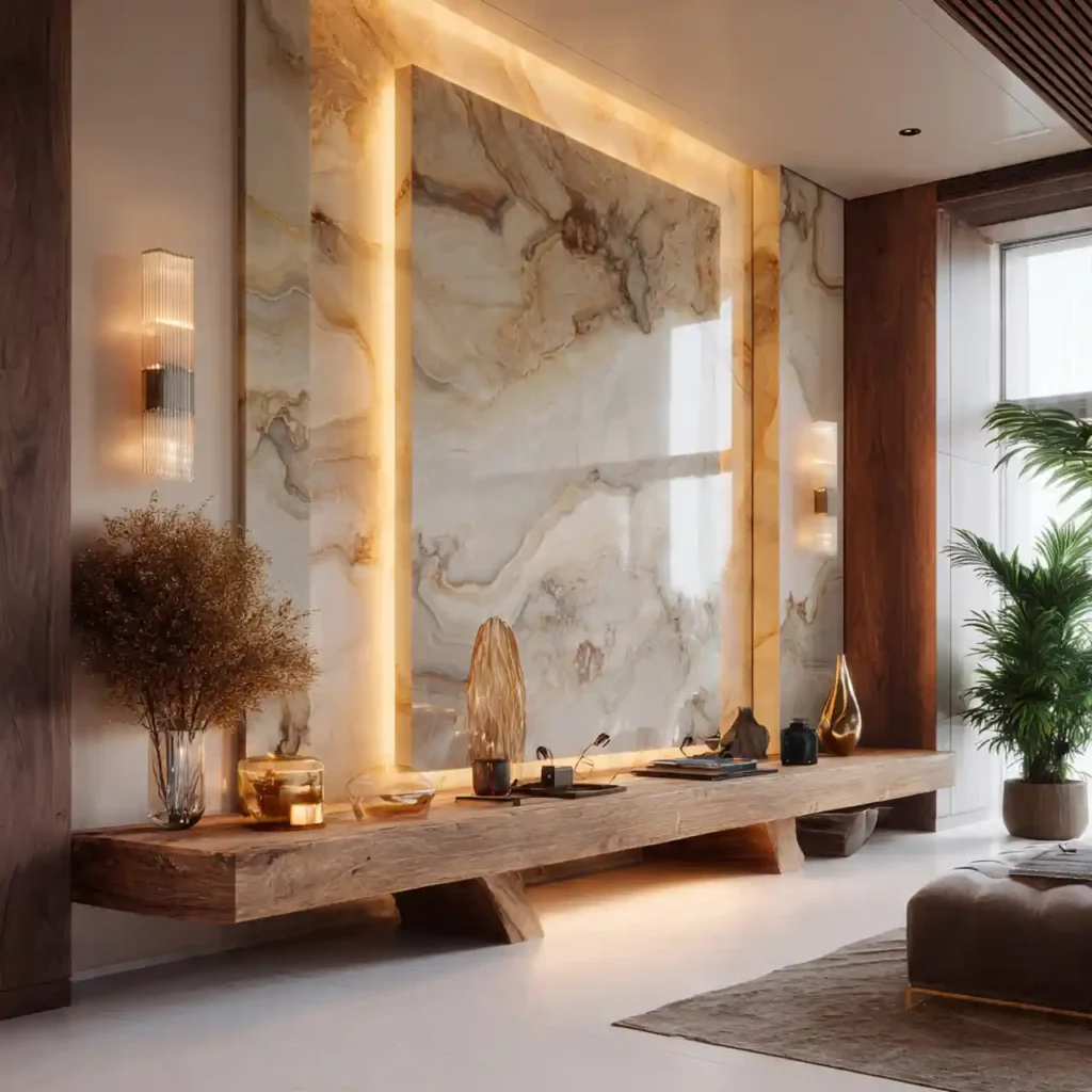 11-Modern Marble TV Wall Idea