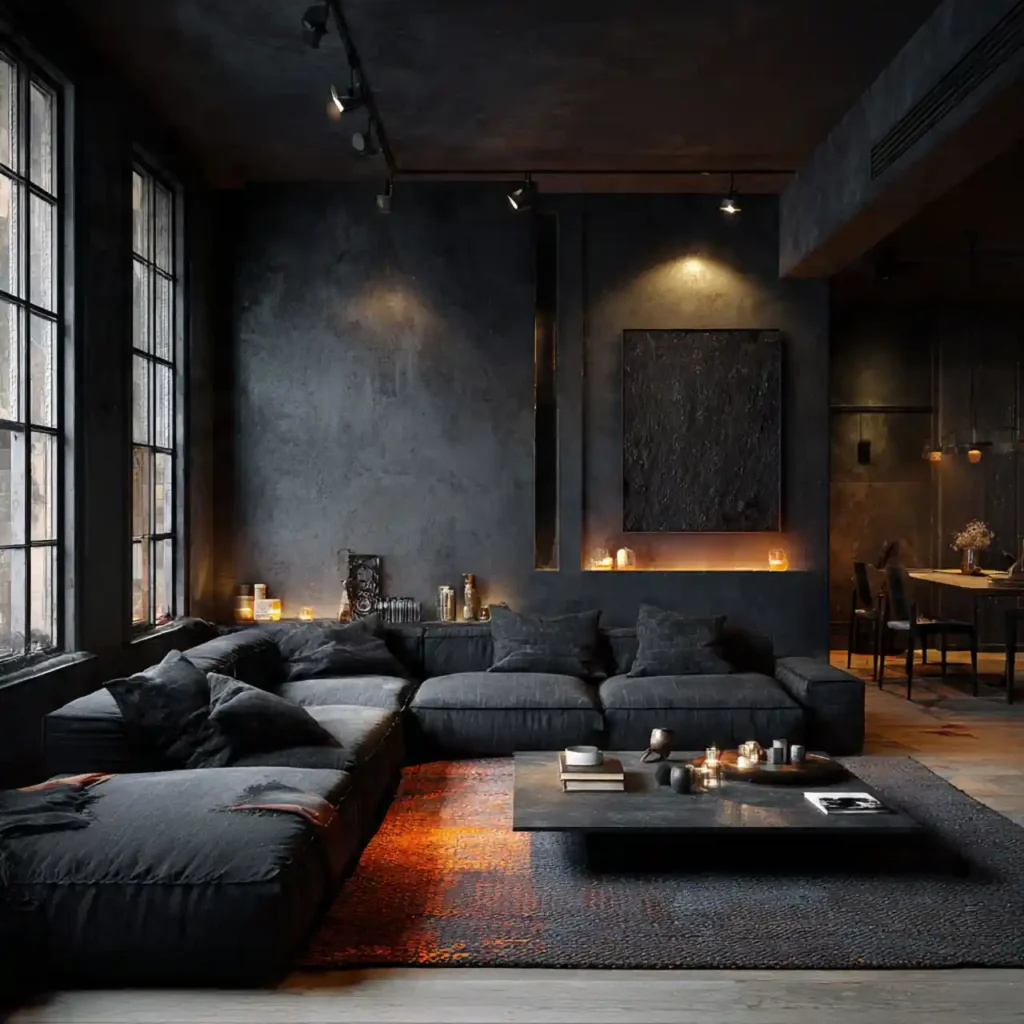 12-Black Living Room Idea