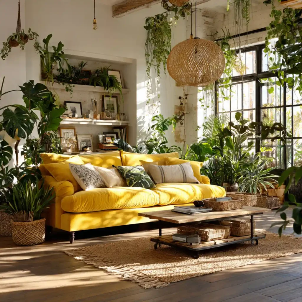12-Yellow Couch Living Room Idea