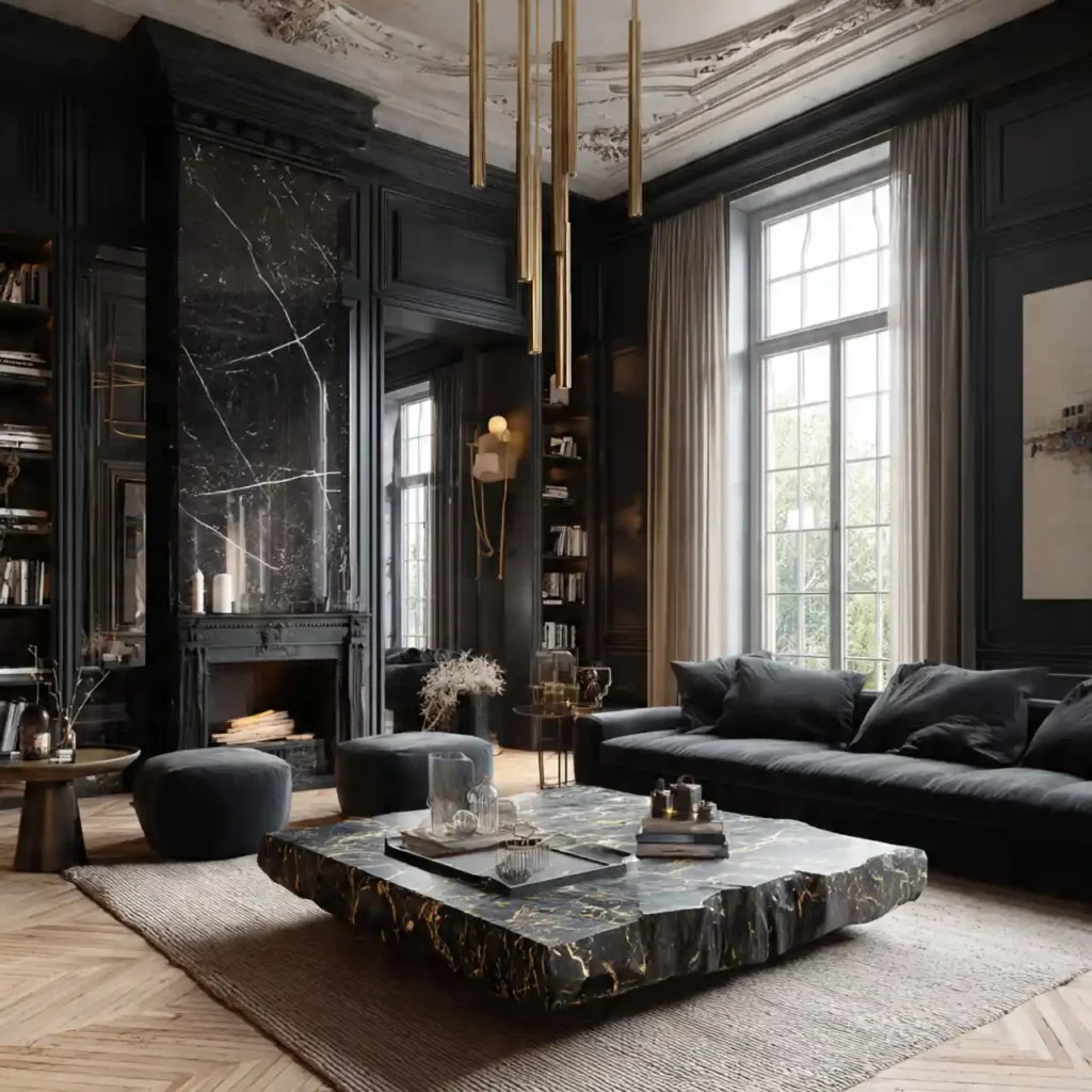 13-Black Living Room Idea