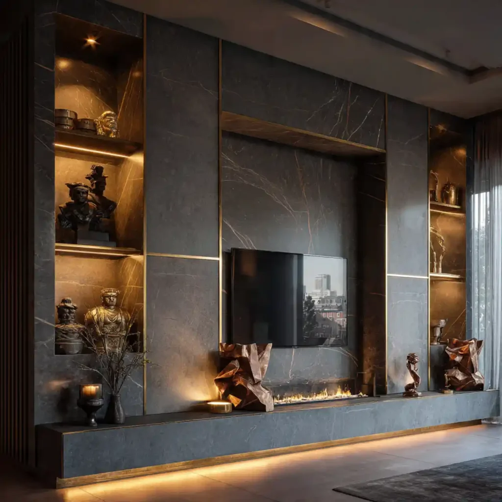 13-Modern Marble TV Wall Idea