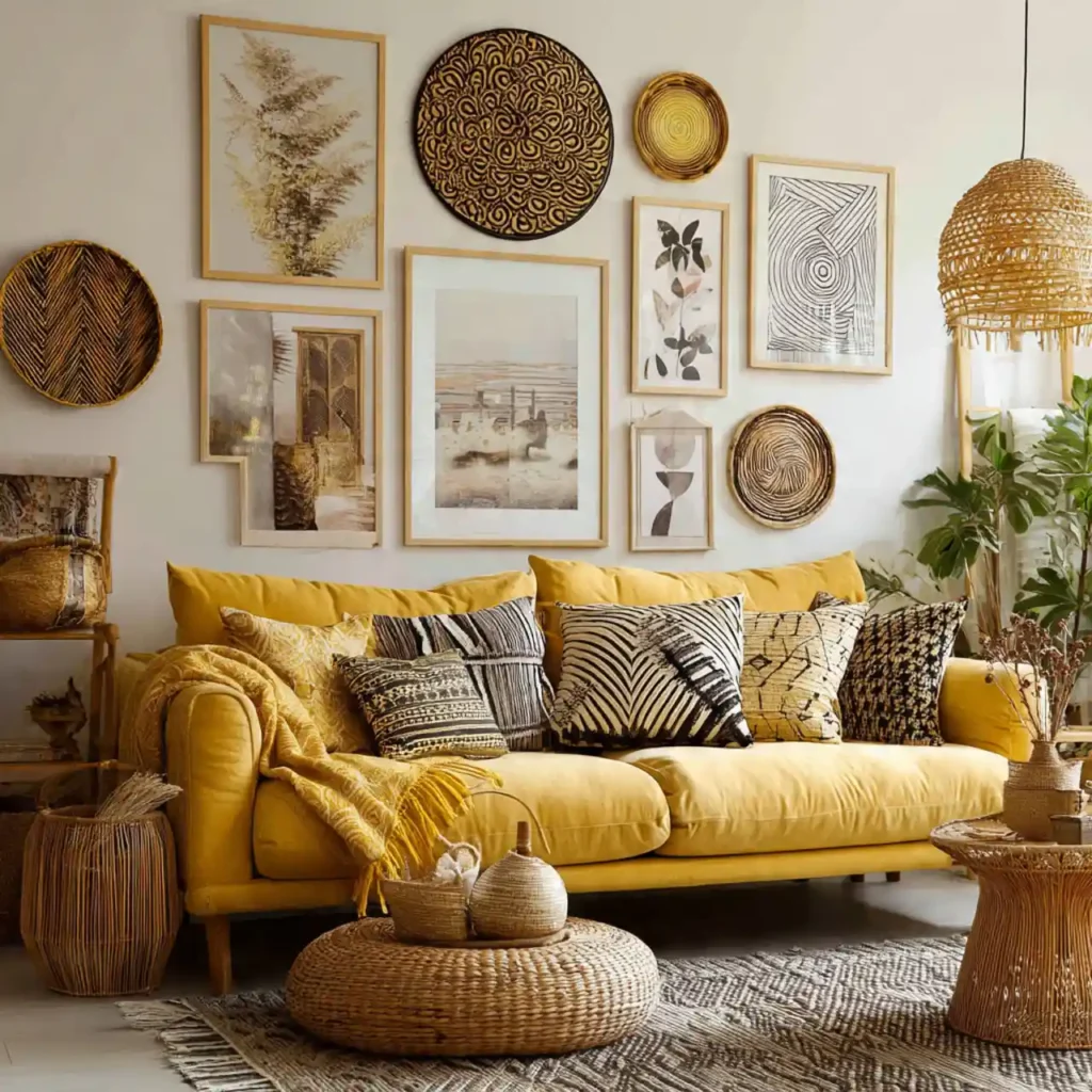 13-Yellow Couch Living Room Idea