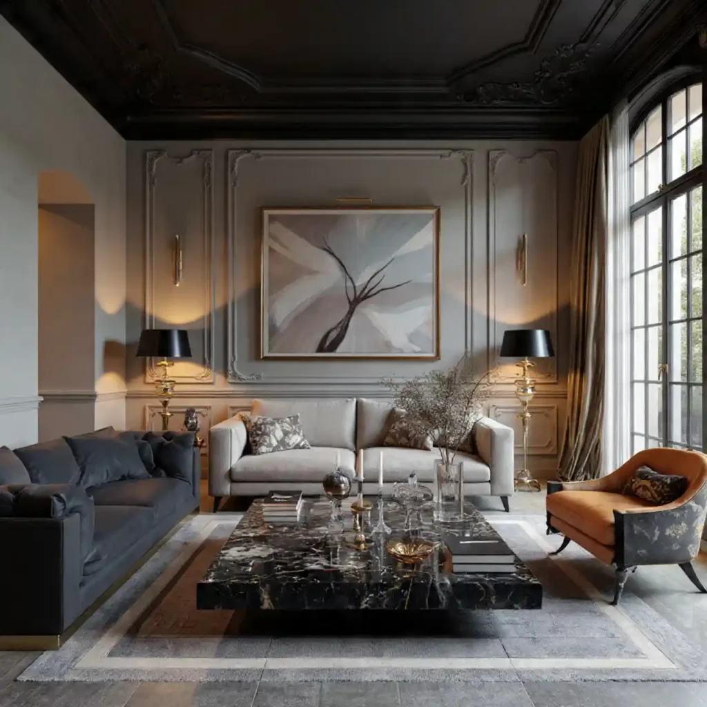 14-Black Living Room Idea