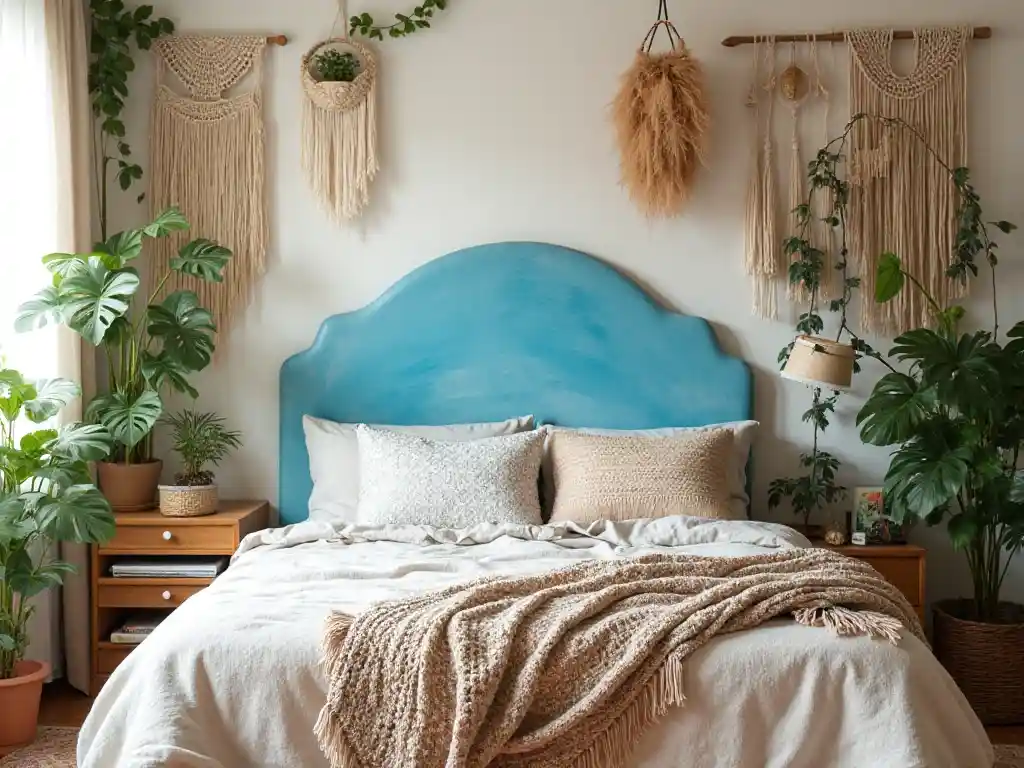 14-Budget-Friendly Blue Boho Bedroom Idea
