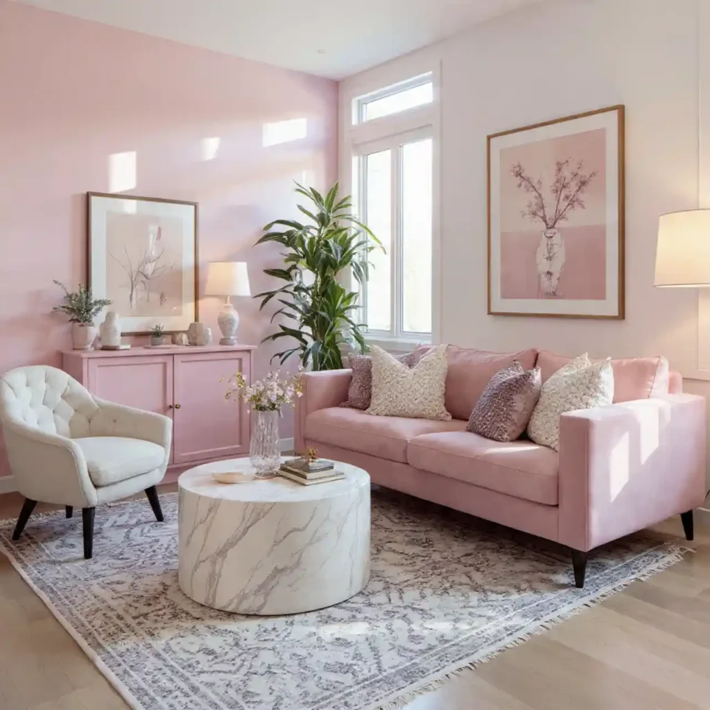 13-Pink Living Room Idea