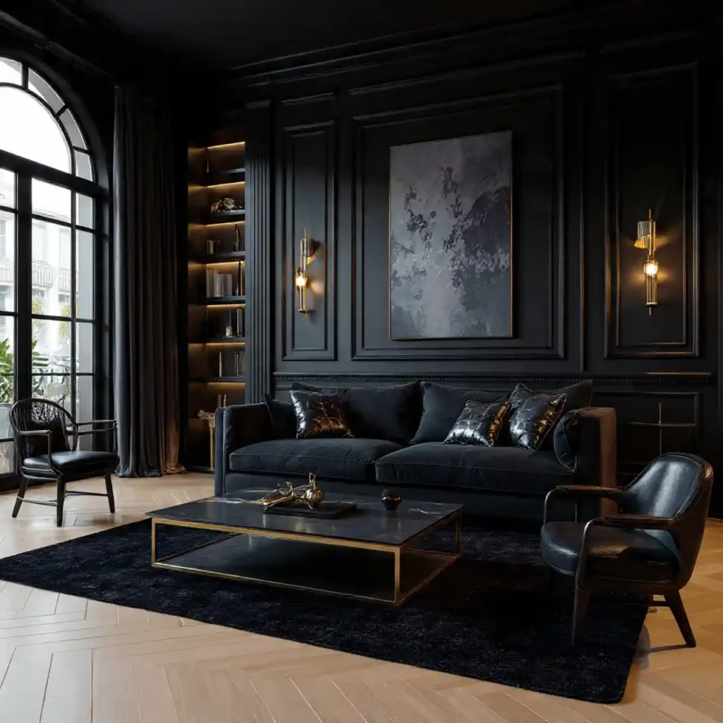 15-Black Living Room Idea