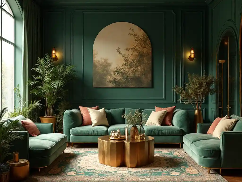 15-Green living room idea