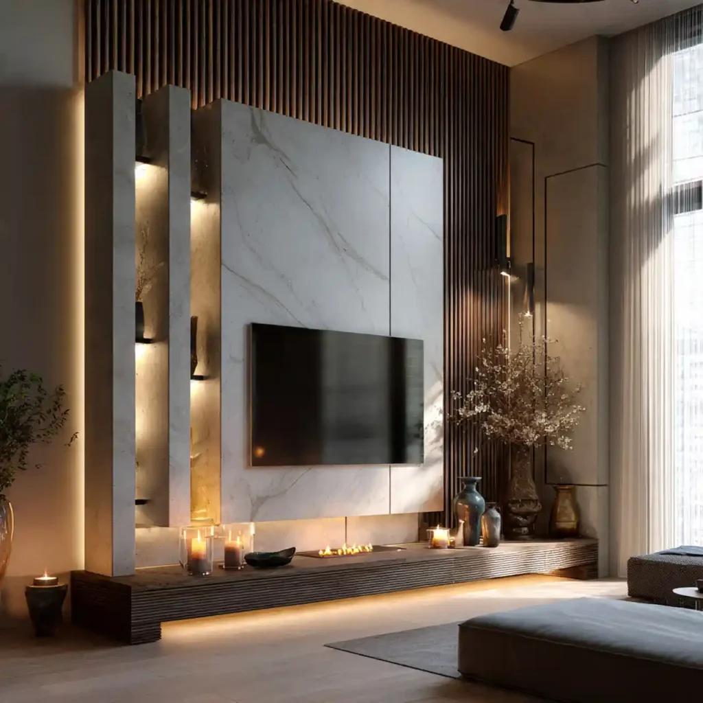 16-Modern Marble TV Wall Idea