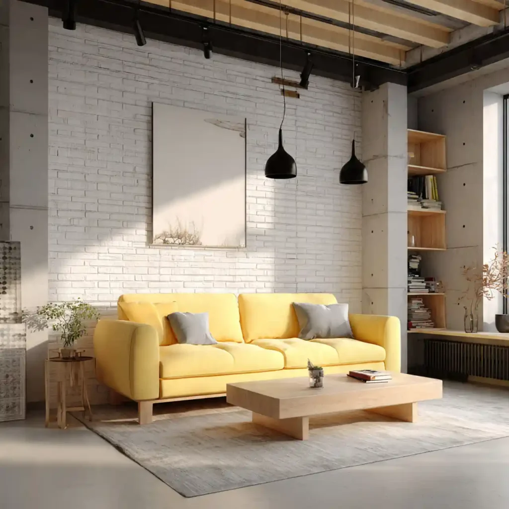 16-Yellow Couch Living Room Idea