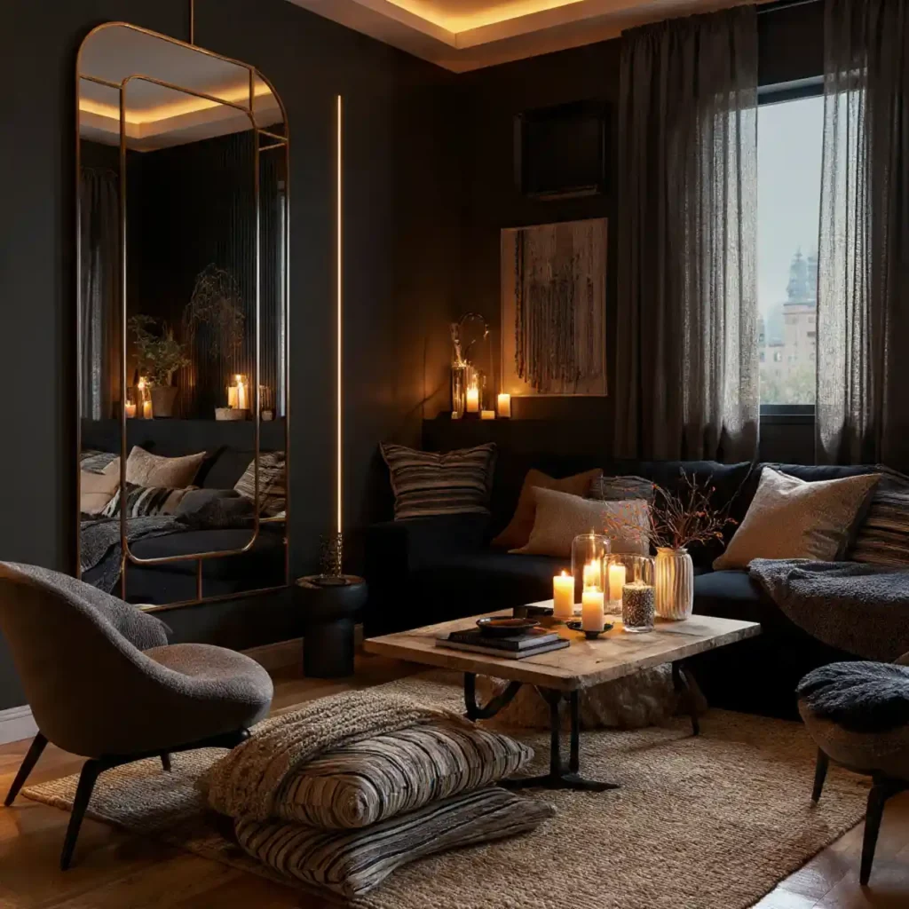 17-Black Living Room Idea