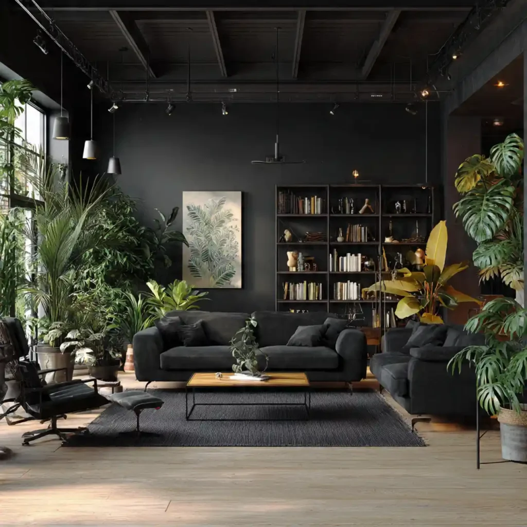 18-Black Living Room Idea