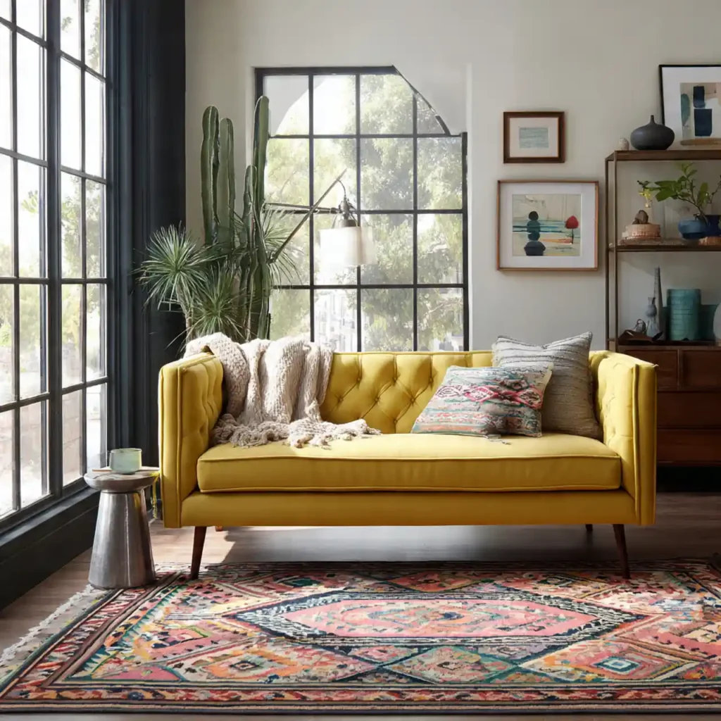 18-Yellow Couch Living Room Idea