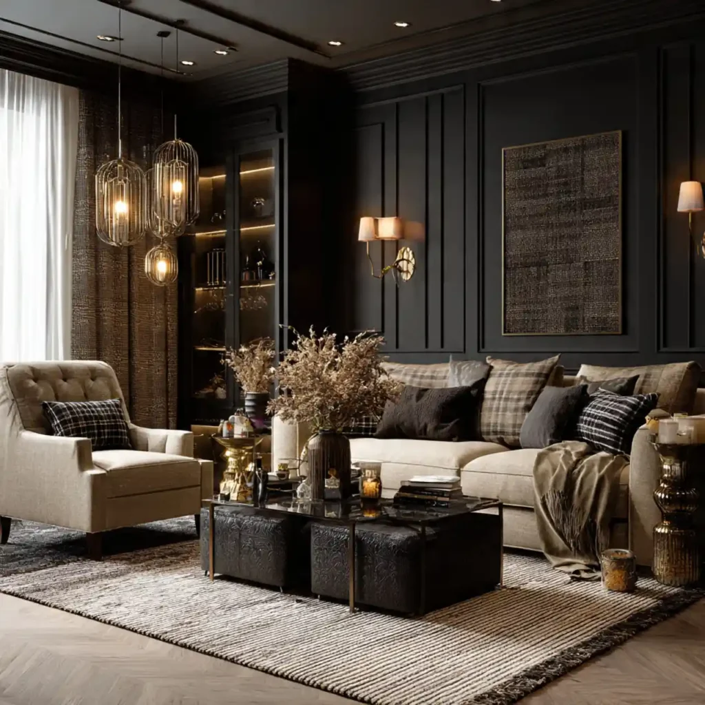 19-Black Living Room Idea