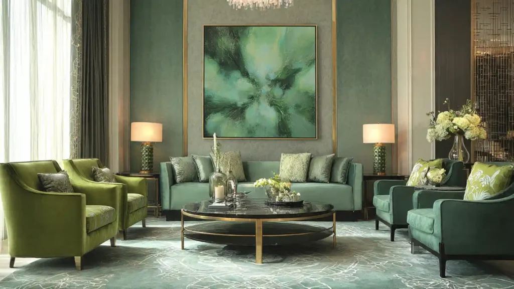 19-Green living room idea