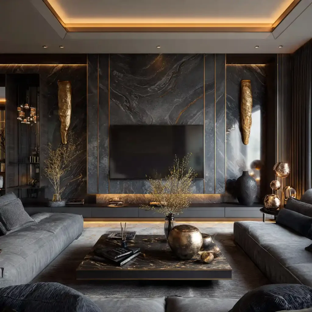 2-Modern Marble TV Wall Idea