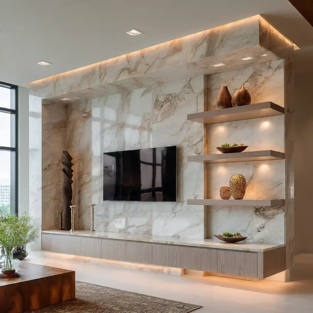 20-Modern Marble TV Wall Idea