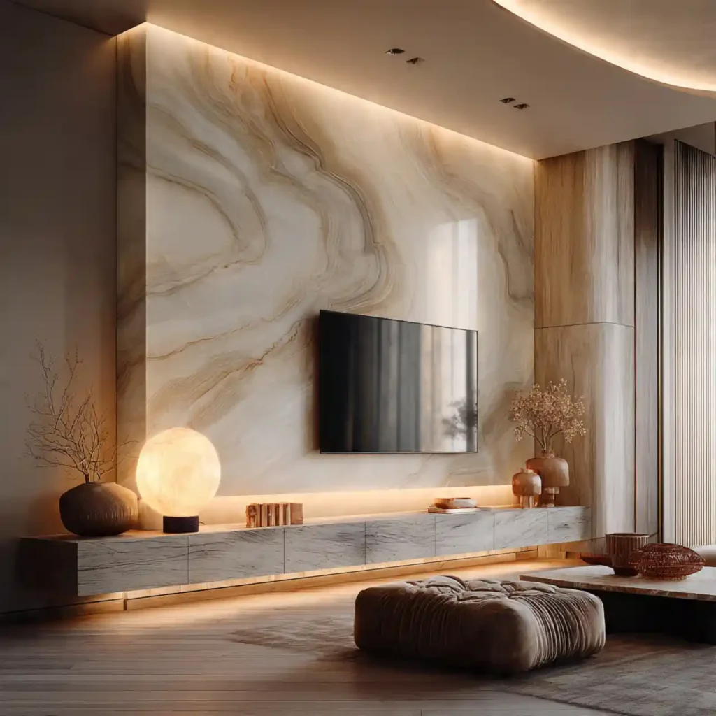 21-Modern Marble TV Wall Idea