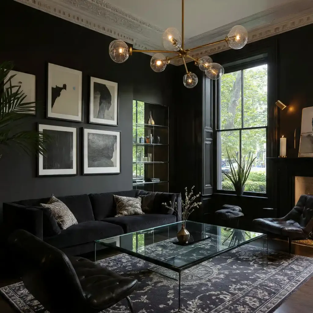 22-Black Living Room Idea