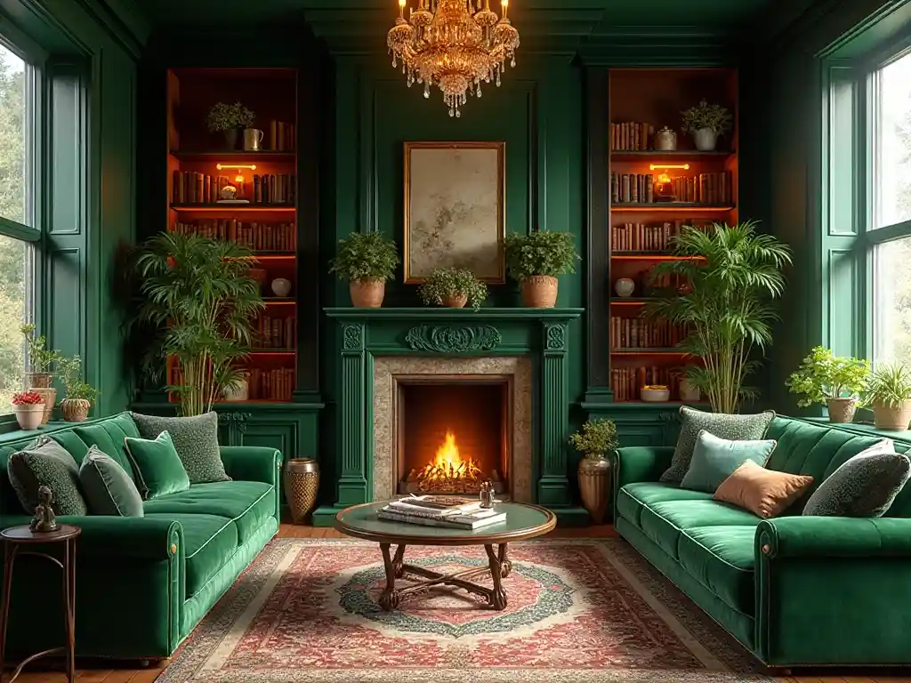 22-Green living room idea
