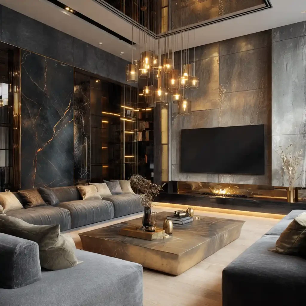 22-Modern Marble TV Wall Idea