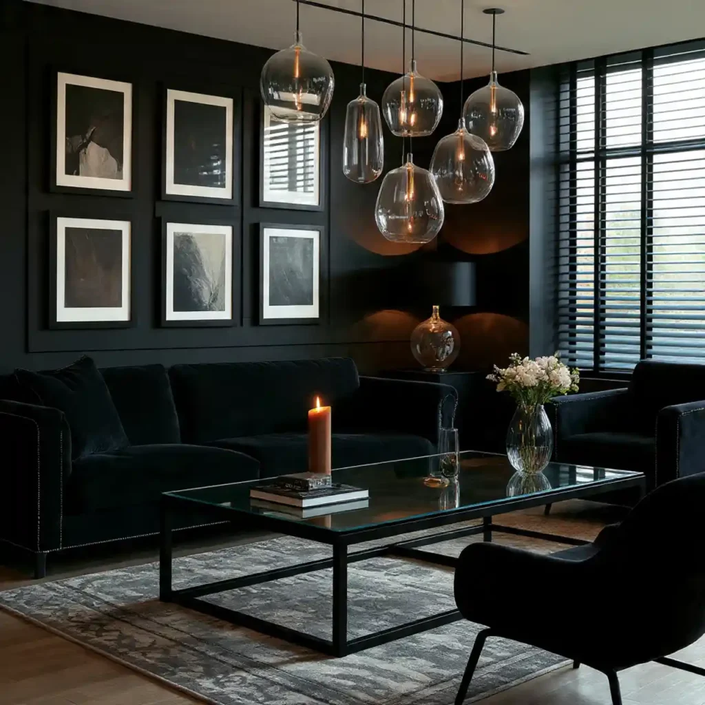 24-Black Living Room Idea
