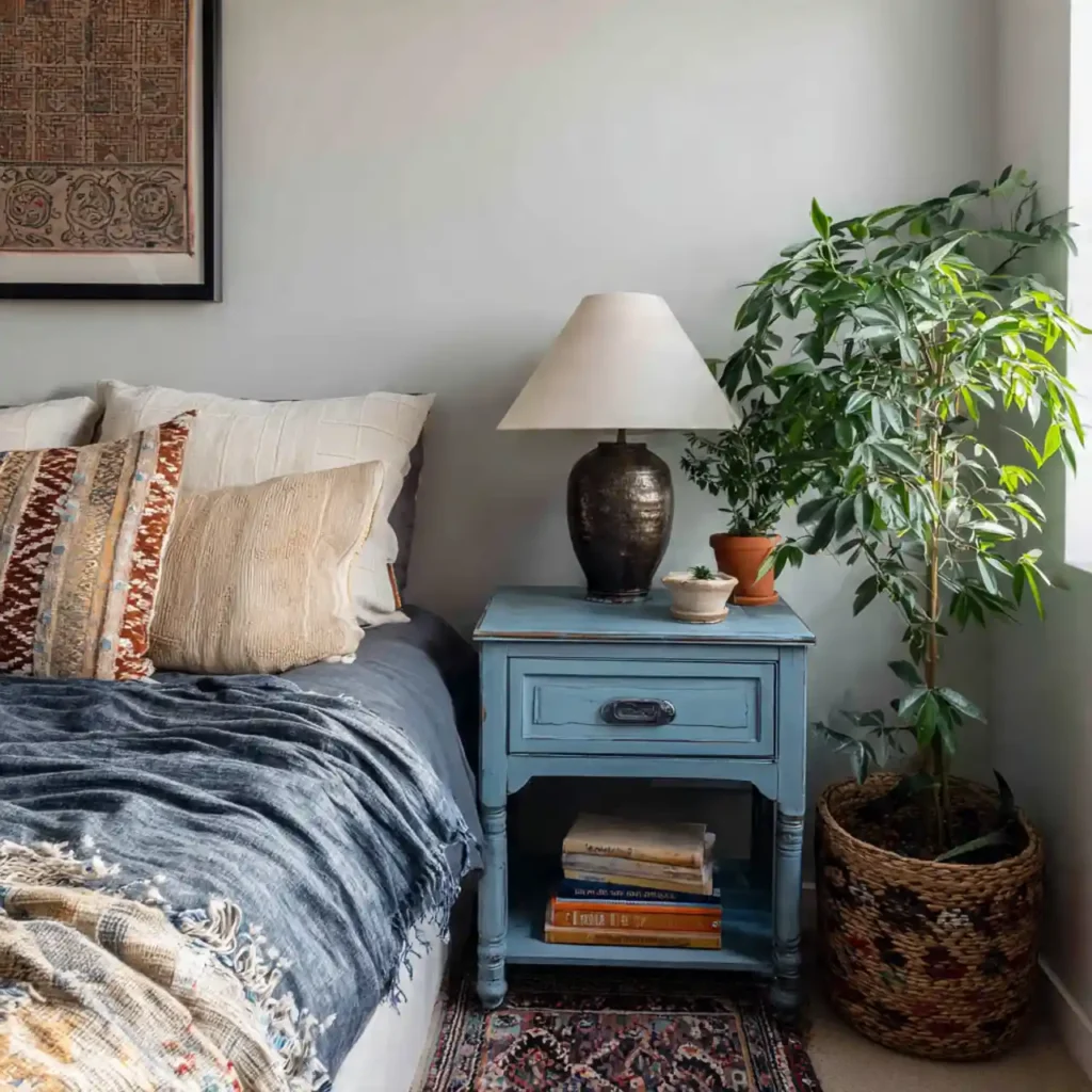 24-Budget-Friendly Blue Boho Bedroom Idea