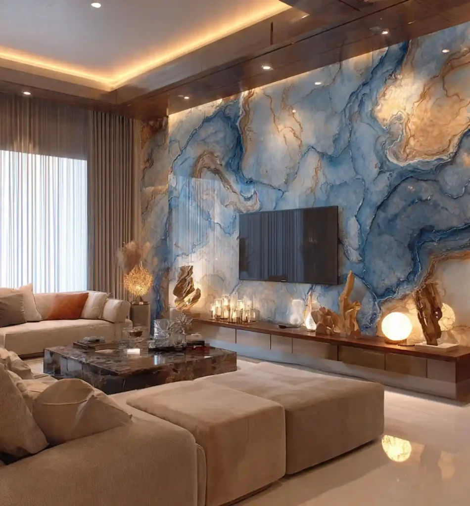 24-Modern Marble TV Wall Idea