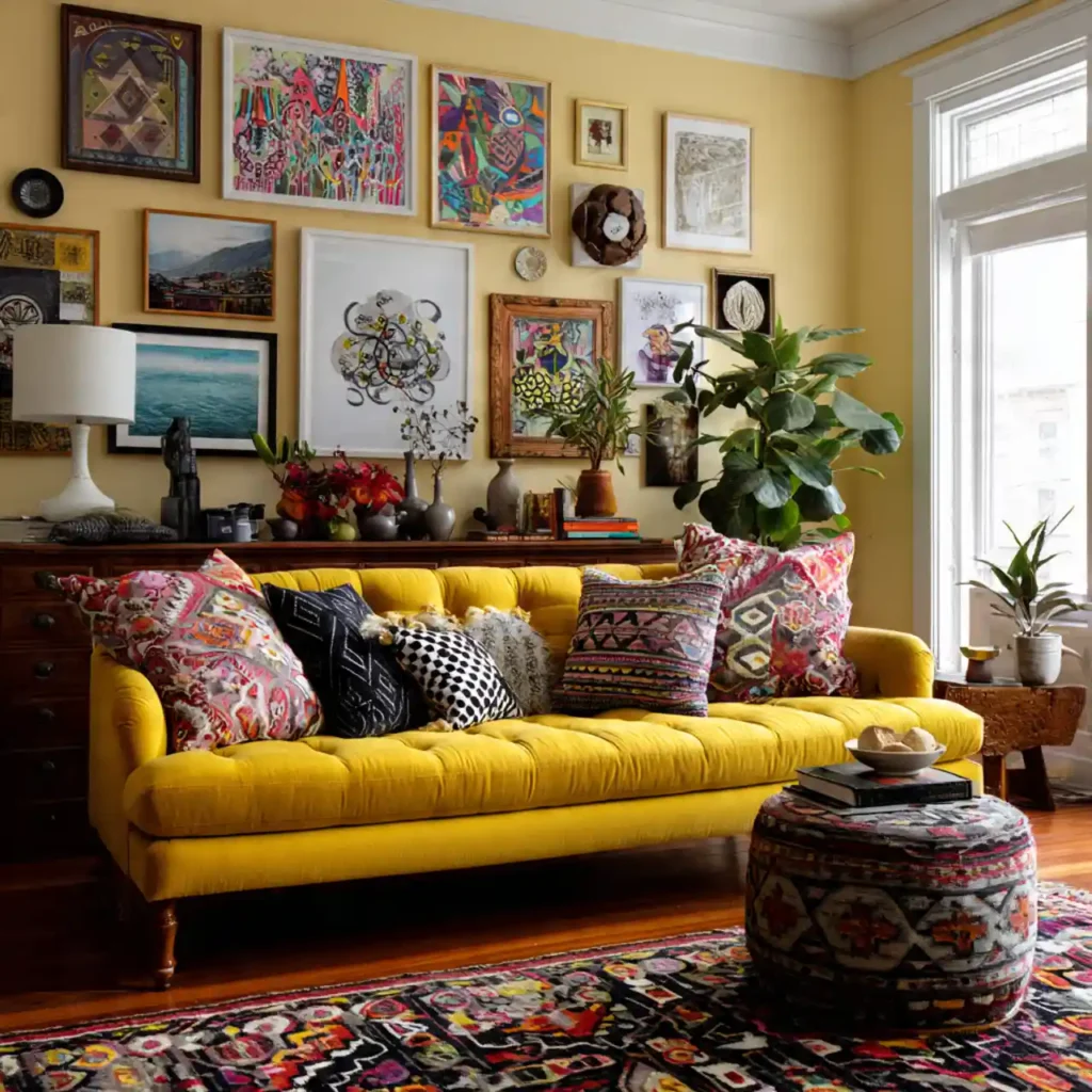 24-Yellow Couch Living Room Idea