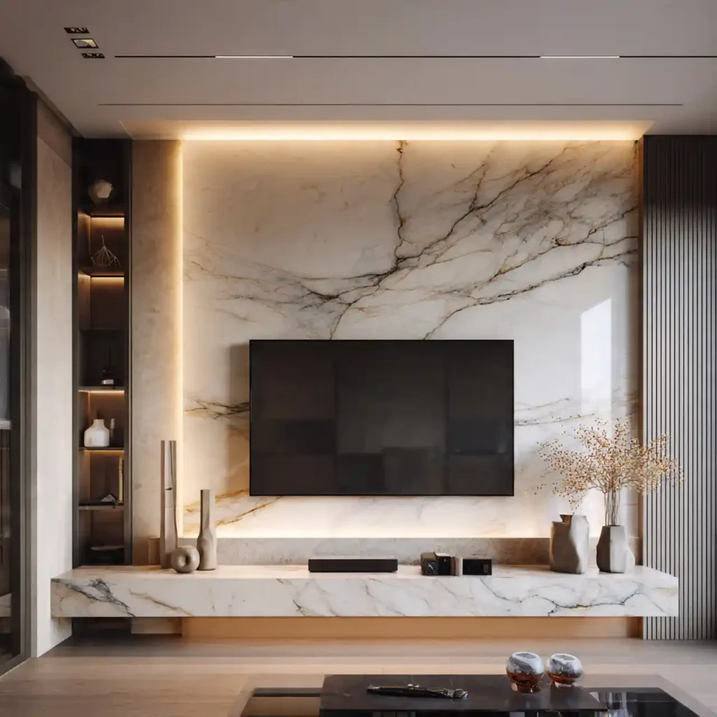 25-Modern Marble TV Wall Ideas