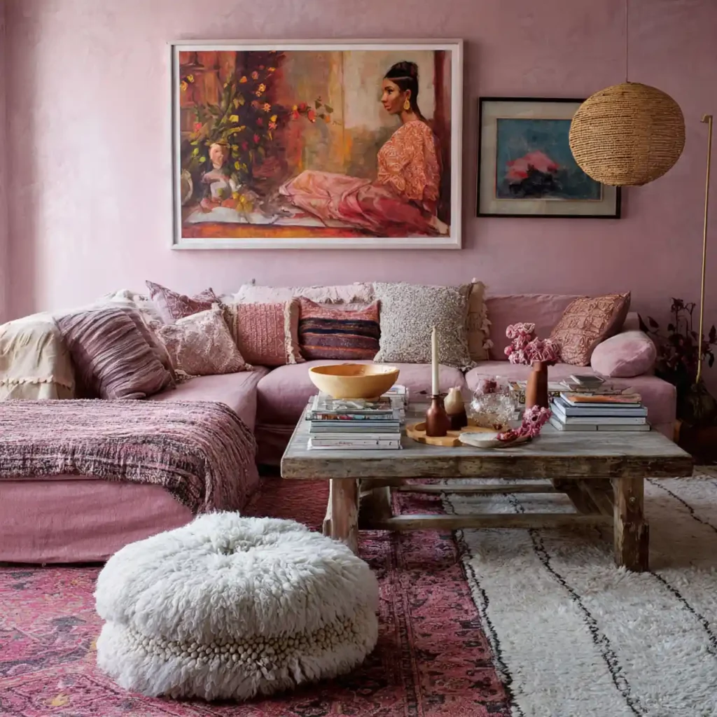 28-Pink Living Room Idea